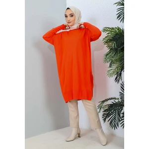 Orange Bisiklet Yaka Merserize Salaş Triko Tunik