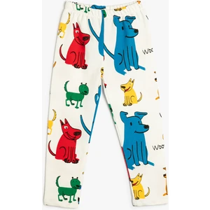 Jogger Eşofman Altı Hayvanlar Baskılı Beli Lastikli Pamuklu