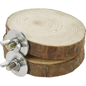 2 Adet Yuvarlak Doğal Ahşap Kuş Levrek Standı - Papağan Platformu ve Kuş Oyuncakları