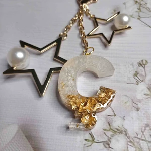 Lavanta Design Epoksi Anahtarlık Ç Harfi Oto Anahtarlık Ev Hediyesi Araba Hediyesi