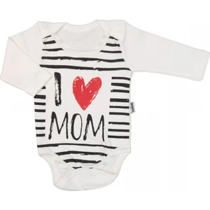 I Love Dad Mom Baskılı Uzun Kol Beyaz Body
