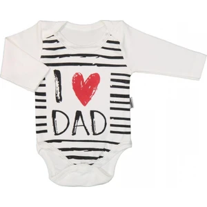 I Love Dad Mom Baskılı Uzun Kol Beyaz Body