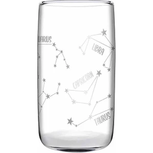 420039 Cam 4lü Zodiac Cubic Centimeters 540CC Desenli Su Meşrubat Bardağı Takımı