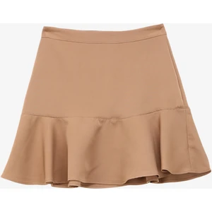 People By Fabrika Yüksek Bel Deve Tüyü Kadın Düz Kısa Etek PBF3W-ETK-001