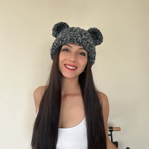 Aida Astrid (14+ Yaş ve üzeri) Ayı Kulaklı Puffy Bere Şapka Ayıcık Burgu Model Hayvan Figürlü  Bere Kışlık El Örgüsü
