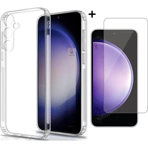 Samsung Galaxy S23 Fe Uyumlu Kılıf Esnek Silikon Telefon Kılıfı ve Temperli Cam Ekran Koruyucu