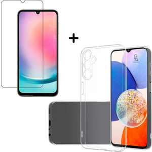 Samsung Galaxy A24 Uyumlu Kılıf Esnek Silikon Telefon Kılıfı ve Temperli Cam Ekran Koruyucu