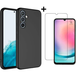 Samsung Galaxy A24 Uyumlu Kılıf Esnek Silikon Telefon Kılıfı ve Temperli Cam Ekran Koruyucu