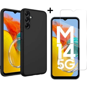Samsung Galaxy M14 5g Uyumlu Kılıf Esnek Silikon Telefon Kılıfı ve Temperli Cam Ekran Koruyucu