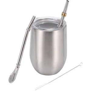 Yerba Mate Kabak Çay Bardağı Seti 12OZ, Paslanmaz Kahve Su Bardağı, Gümüş (Yurt Dışından)
