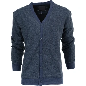 Erkek Kışlık Pamuklu Örme Şardonlu Hırka  Cepsiz V Yaka Önden Düğmeli Rahat Kesim Tam Kalıp