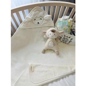 Tanem Home Pamuk Kuzu Desen Nakışlı Bebek Havlu Kundak 75 x 75CM