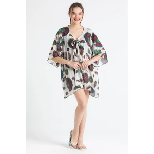 Side Vual Yazlık Pareo Yeşil-Beyaz 6197
