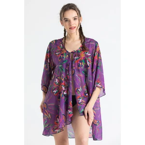 Side Vual Yazlık Pareo Mor 6194