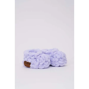 Yenidoğan Örgü Panduf Patik 0-3M Lila Unisex El yapımı Bebek Ayakkabısı Alize Puffy İp OEKO TEX Sertifika