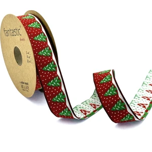 Çam Ağacı / Yılbaşı Desen Dokuma Kurdele (22MM Genişlik - 10MT Uzunluk)