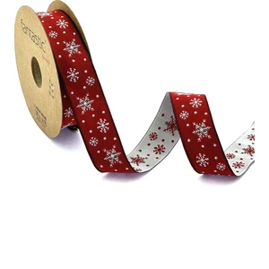 Kar Tanesi / Yılbaşı Desen Dokuma Kurdele (22MM Genişlik - 10MT Uzunluk)