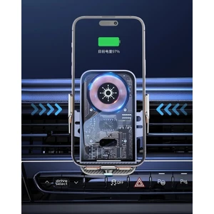 My Black 15 Watt Wireless Şarj Magesafeli Sensörlü Açılır Kanatlar Titanyum Cep Telefonu Tutucu
