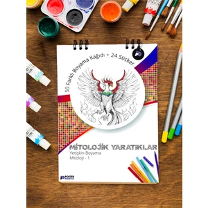 Mitolojik Yaratıklar Yetişkin Boyama Kitabı, Mandala Boyama Kitabı, Boyama Defteri, Boyama Sayfaları