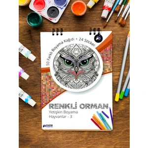 Renkli Orman Yetişkin Boyama Kitabı 3, Hayvanlar Mandala Boyama Kitabı, Defteri,boyama Sayfaları