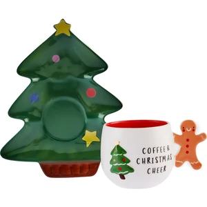 New Year Yılbaşı  Çay Fincanı 180 ml ve Çam Ağacı Tabağı