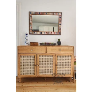 Şafak Mobilya Ahşap Doğal Hazeranlı Çam Masif Konsol Dolap