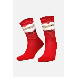 Kadın Pamuklu Tekli Kırmızı Yılbaşı Temalı Çorap - A-49001-K
