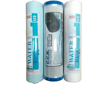 Water King Waterking Su Arıtma Cihazı 3'lü Ön Filtre Seti 1 Mikron Sedient Filtreli (1-2-3 Aşama Filtreleri 3'lü Çift Sediment)