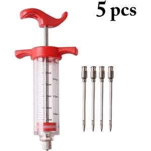 Çok Renkli Et Enjektörü Barbekü Et Şırıngası Marinade Enjektörü 4 Paslanmaz Çelik Iğneler Hindi Tavuk Şırınga Sos Enjeksiyonu Mutfak Aletleri (Yurt Dışından)