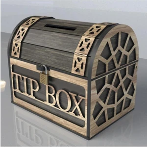 Klitli Tip Box Bahşiş Kutusu ve Kumbara Sandık Tipi Ahşap Tipbox