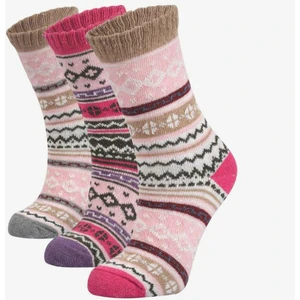 Kadın 3'lü Desenli Yün Çorap