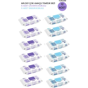 Mr. Oxy Çok Amaçlı Yüzey Temizlik Havlusu 100'LÜ 6 Adet Lavanta Kokulu 6 Adet Beyaz Sabun Kokulu 12'li Paket