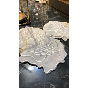 Bonny Home Rose Krem 6'lı Kokteyl Kahve Sunum Peçetesi Maraş Işi Sırma Nakış Işlemeli Gardenya Sunumluk