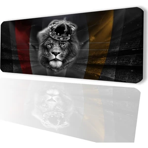 Sonictouch Aslan Kral Temalı Sarı Kırmızı Kaydırmaz Gaming Oyuncu Masaüstü Dikişsiz Siyah Klavye Pad 32X70CM