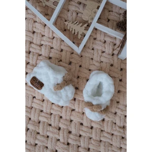 Bebekler için İlk Adım Ayakkabısı 0-3M Kahverengi Fiyonklu Beyaz Erkek Yenidoğan Patik OEKO TEX Sertifika