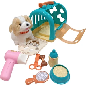 Oyuncak Fabrikası Sesli Yürüyen Peluş Köpek Taşıma Çantalı Aksesuarlı Tasmalı