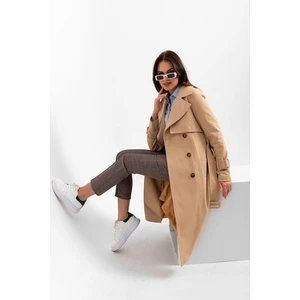 Pamuk Gabardin Uzun Kadın Trençkot 1111