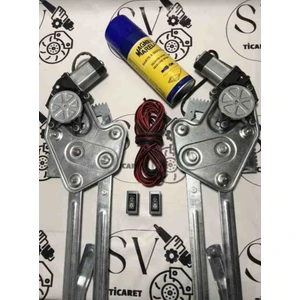 SV Ticaret Renault R12 Toros Ön Cam Krikosu Sağ Sol Elektrikli Takım 2 Adet Cam Anahtarı 6 Metre Kablo Silikon Sprey Set