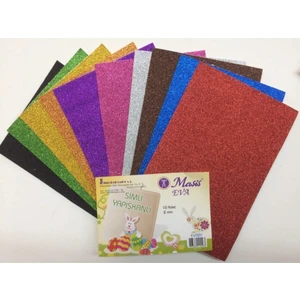 A4 Yapışkanlı Simli Eva 10 Renk 2mm Simli Eva Süngeri