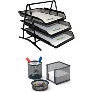 A4 Evrak Rafı Metal Üçlü Perfore 3'lü Set (Kalemlik, Ataşlık)