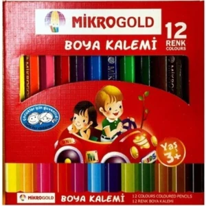 12'li Kısa Boy Kuru Boya Kalem Seti Canlı Renkler Çocuklar ve Öğrenciler İçin