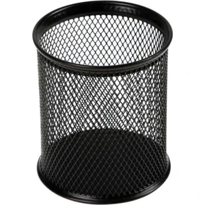 Metal Masa Üstü Tel Yuvarlak Kalemlik Siyah