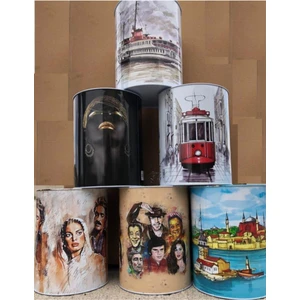 Metal Kumbara Lazer Baskılı Karışık Desenli Büyük Boy 16,5x20,5 cm 2'li Çocuk Hediyelik Set