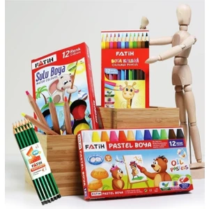 Okul Seti 12 Parça Renkli Kalem ve Boya Seti Çocuklar İçin Eğlenceli Sanat Malzemeleri