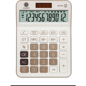 CK-412 Beyaz Kahverengi 12 Haneli Hesap Makinesi