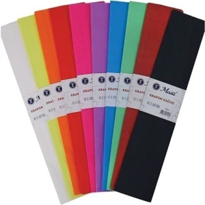 Desenli Krapon Kağıdı 10'lu Paket, Karışık Renk, 50x200 cm Parti ve Etkinlik Süsleme Malzemesi