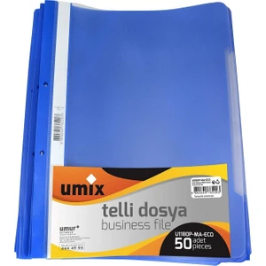 Umix Telli Plastik Dosya Mavi 50 Li 1 Paket
