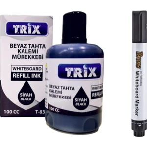 Doldurulabilir Beyaz Yazı Tahtası Kalemi Trix Mürekkep 100 ml - Siyah