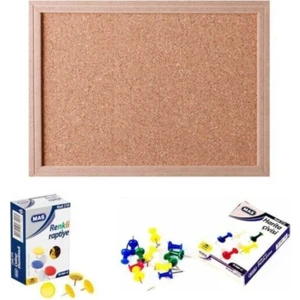 Mantar Pano 45 x 60 + 1 Paket Harita Çivisi + 1 Paket Renkli Raptiye