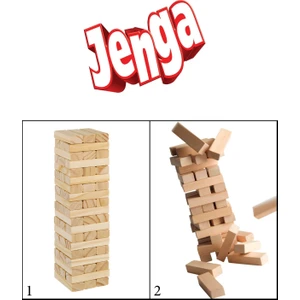 54 Parça Denge Oyunu Jenga Ahşap Büyük Boy
